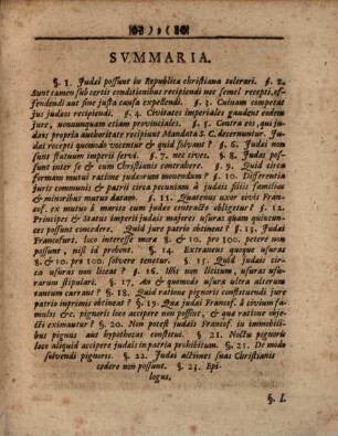Dissertatio Inauguralis Iuridica De Iudaeo Creditore Tam Ex Iure Communi Quam Patrio Occasione Reform. Francof. Part. II. Tit. XII.