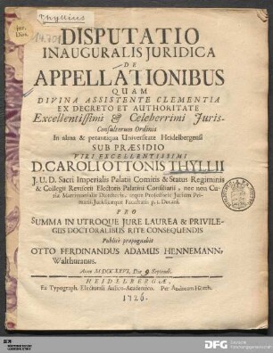 Disputatio Inauguralis Juridica De Appellationibus