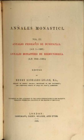 Annales monastici. 3, Annales Prioratus de Dunstaplia