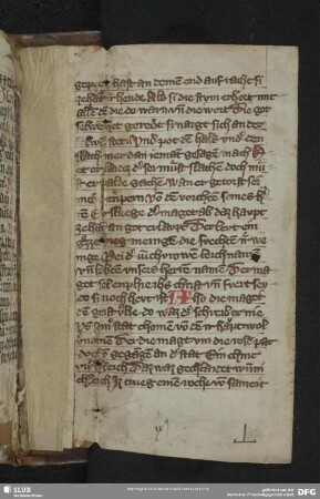 Gereimte Dorotheenlegende, dt. (Fragment, ehemaliger vorderer Spiegel)