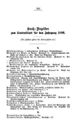 Sach-Register zum Centralblatt für den Jahrgang 1893