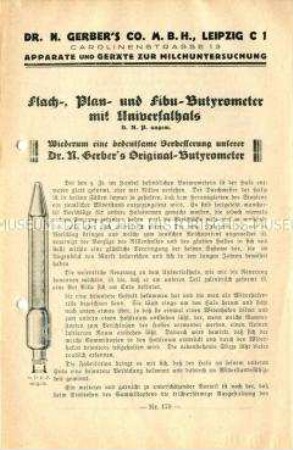 Flach-, Plan- und Fibu-Butyrometer mit Universalhals / Nr. 179