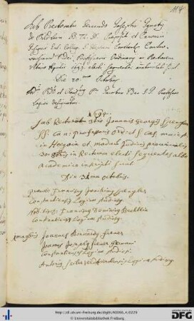 [fol. 114] Rektorat Johann Georg Spengler 1694/95