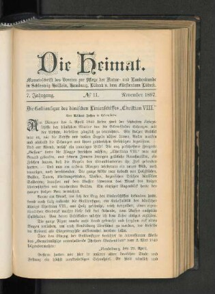 7. Jahrgang. No. 11. November 1897.