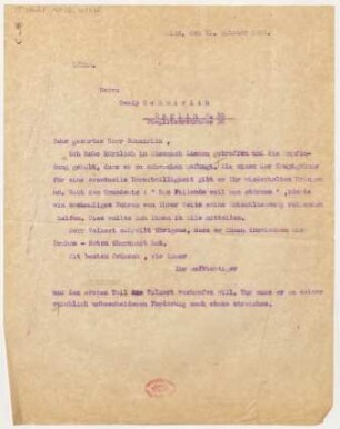 Brief an Ossip Schnirlin : 11.10.1922