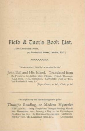 Field & Tuer's book list