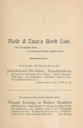 Field & Tuer's book list
