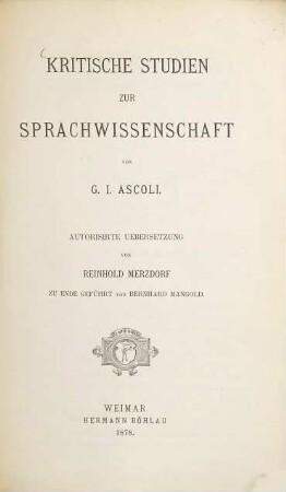 Kritische Studien zur Sprachwissenschaft