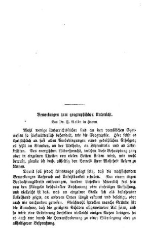 Bemerkungen zum geographischen Unterricht
