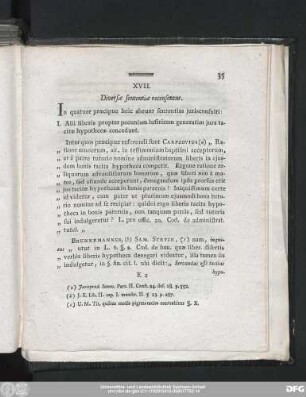 XVII. Diversae sententiae recensentur.