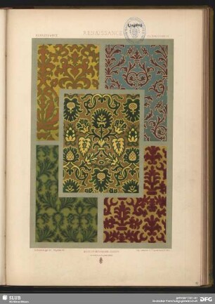 Gewebemuster. Ornamente mit zusammengeheftetem Astwerk