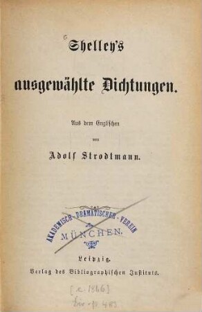 Shelley's ausgewählte Dichtungen