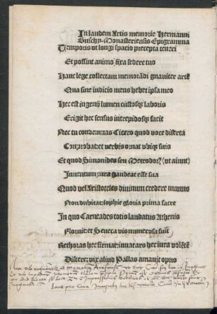In laudem Artis memorie Hermanni Buschy. Monasteriensis Epigramma Temporis ut longi spacio precepta teneri