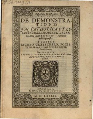 Disputatio Philosophica De Demonstratione