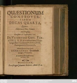 Quaestionum Controversarum Decas Quarta