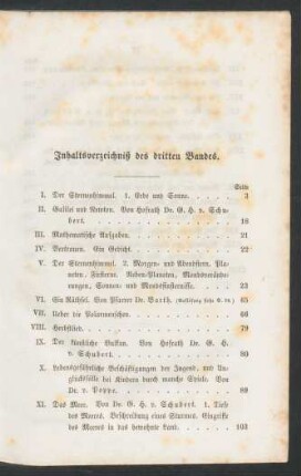 Inhaltsverzeichniß des dritten Bandes.