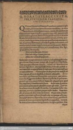 Q. Horatii Flacci Vita, Per Svetonium Tranquilum Conscripta