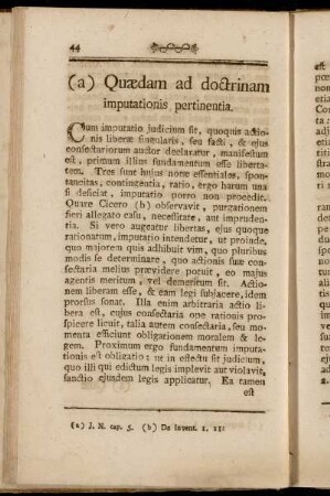 (a) Quædam ad doctrinam imputationis pertinentia.
