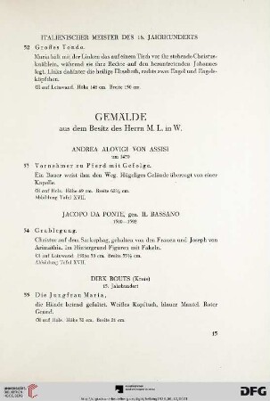 Gemälde aus dem Besitz des Herrn M.L. in W. (Nr. 53-69)