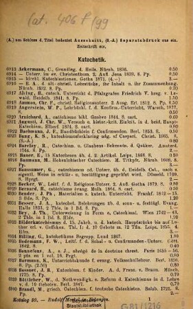 Antiquarischer Katalog, 99. Protestantische Theologie ; Abt.5, Practische Theologie ; T.2