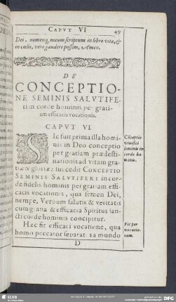De Conceptione Seminis Salutifer in corde hominis per gratiam efficacis vocationis. Caput VI.