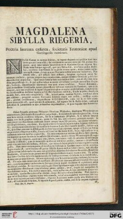 Magdalena Sibylla Riegeria