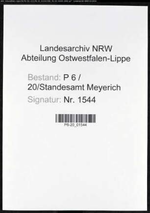 Heiratsregister Standesamt Meyrich