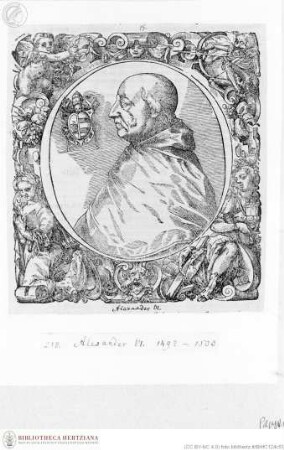 Illustrationen aus Jobin, Bernhard, Accuratae Effigies Pontificum Maximorum (...). Straßburg 1573, Alexander VI., Papst, Porträt
