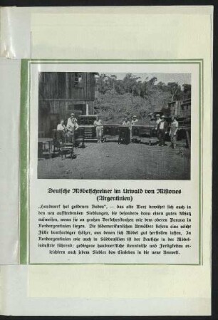Deutsche Möbelschreiner im Urwald von misiones (Argentinien) [nachträgl. eingefügt]