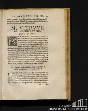 M. Vitruvii De Architectura, Liber Quartus.