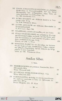 Antikes Silber. I. Teil (Nr. 193-210)