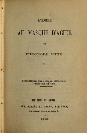 L'homme au masque d'acier, 1