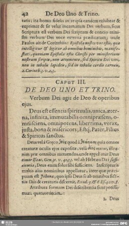 Caput III. De Deo Uno Et Trino