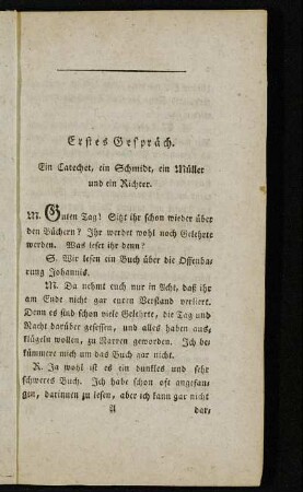 Erstes Gespräch. Ein Catechet, ein Schmidt, ein Müller und ein Richter.