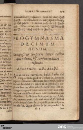 Progymnasma Decimum Nonum. Compositio corporis inter colloquendum, & consuetudines rusticanæ.
