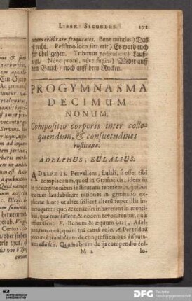 Progymnasma Decimum Nonum. Compositio corporis inter colloquendum, & consuetudines rusticanæ.