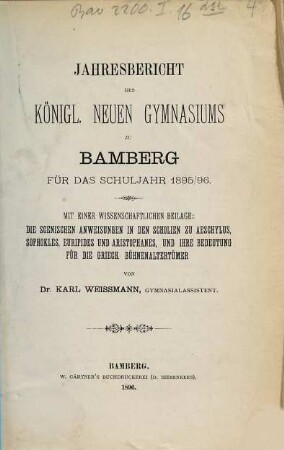 Jahresbericht : über das Schuljahr .... 1895/96