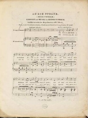 An die Sterne : Gedichtet und in Musik gesetzt für eine Singstimme mit Begleitung des Pianoforte (und des Violoncell oder Horn ad libitum) : 6tes Werk