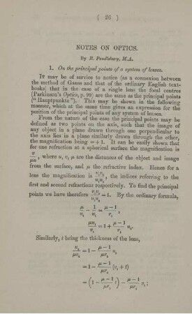 Notes on optics.
