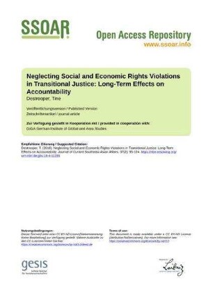 Neglecting Social and Economic Rights Violations in Transitional Justice: Long-Term Effects on Accountability