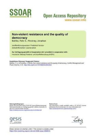 Non-violent resistance and the quality of democracy