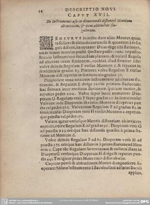 Caput XVII. De Instrumenti usu in dimetienda distantia Montium ab invicem, et item altitudine singulorum.