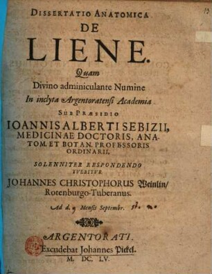 Diss. anat. de liene