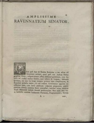 Amplissime Ravennatium Senator.