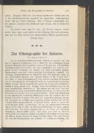 Zur Ethnographie der Kolarier