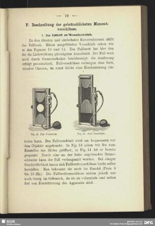 F. Beschreibung der gebräuchlichsten Momentverschlüsse