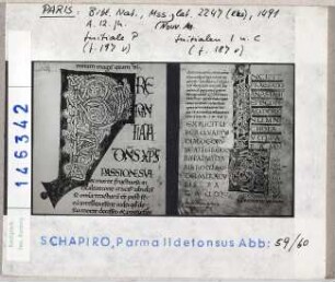 Paris, Bibliothèque Nationale: MS lat 2247 und MS lat. 1491, Initialen P, I und C