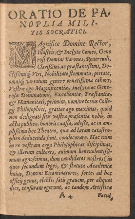 Oratio De Panoplia Militis Socratici.