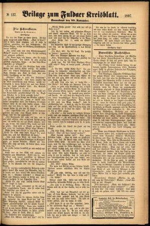 Zweite Ausgabe vom Samstag, den 20. November 1897.