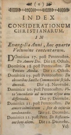 Index considerationum Christianarum.